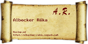 Albecker Réka névjegykártya