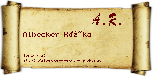 Albecker Réka névjegykártya